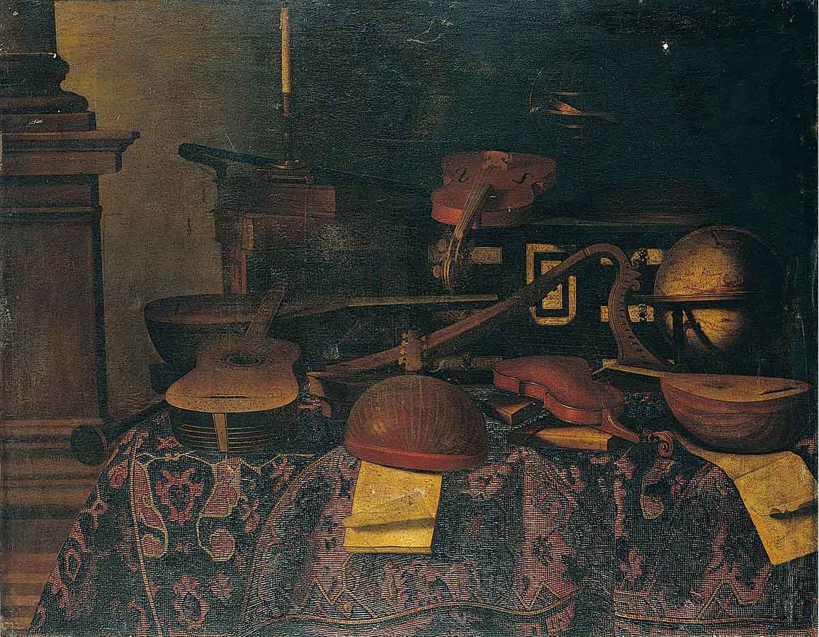Bartolomeo Bettera A still life of musical instruments with lutes